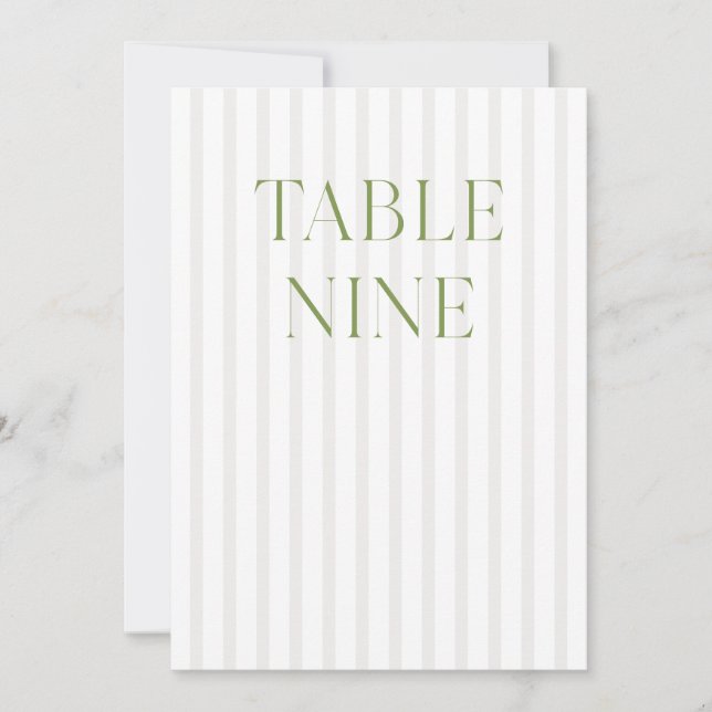 Invitación Clásico Sage Green & Beige Boda 9 Número de tabla (Anverso)