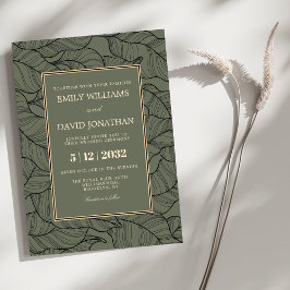 Invitación Clásico Sage Green Floral Pattern Elegante