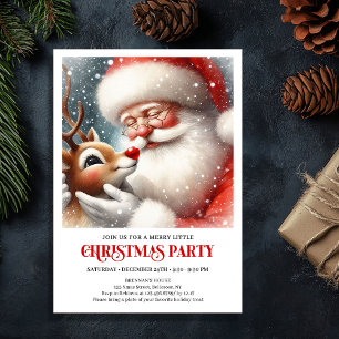 Invitación Clásico Santa Claus Rudolph Fiesta Navideña Alegrí