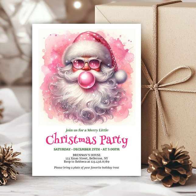 Invitación Clásico Santa Divertido Con Gafas De Sol Navidad  (Classic Funny Santa With Sunglasses Christmas Invitation

)