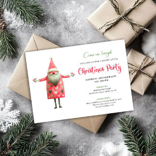 Invitación Clásico Santa Rojo Verde Fiesta de Navidad Quirky