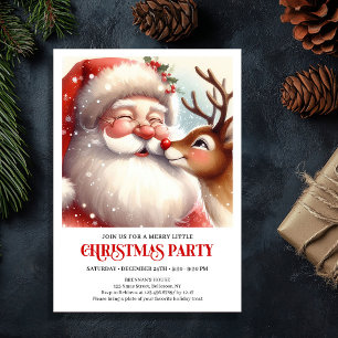 Invitación Clásico Santa Rudolph Acogedor Nochebuena Familia 