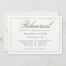 Invitación Clásico Sencillo Elegante Boda Ensayo Cena