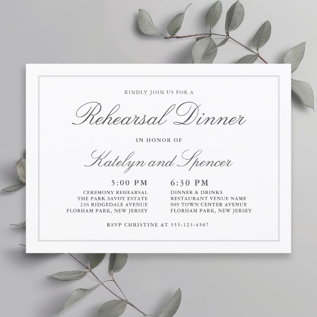 Invitación Clásico Sencillo Elegante Boda Ensayo Cena (Available in both printed and digital download formats.)