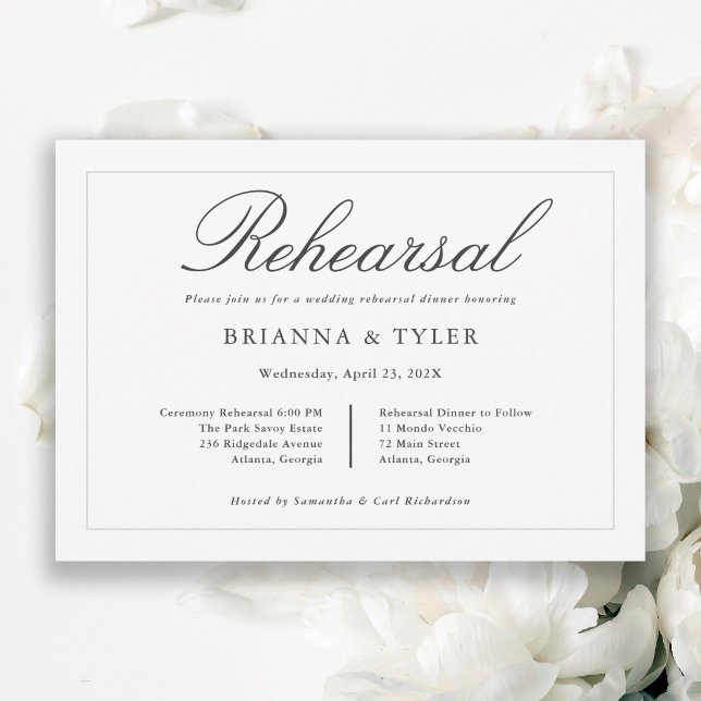 Invitación Clásico Sencillo Elegante Boda Ensayo Cena (Available in both printed and instant download digital formats.)