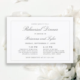 Invitación Clásico Sencillo Elegante Boda Ensayo Cena