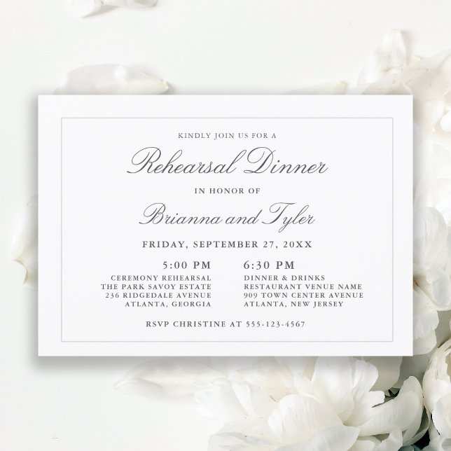 Invitación Clásico Sencillo Elegante Boda Ensayo Cena (Available in both printed and instant download digital formats.
)