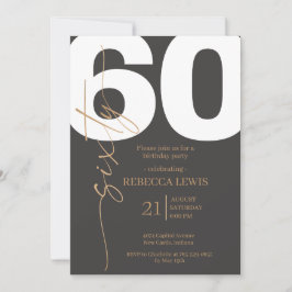 Invitación Clásico Sesenta Cumpleaños Moderno Adulto Simple