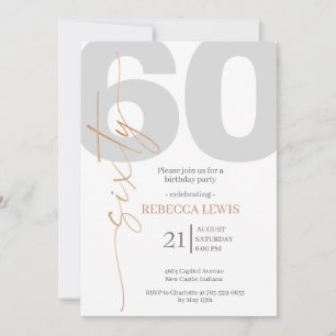 Invitación Clásico Sesenta Cumpleaños Moderno Adulto Simple