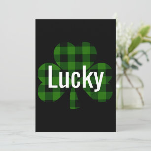 Invitación Clásico shamrock de cuadros verde negro 