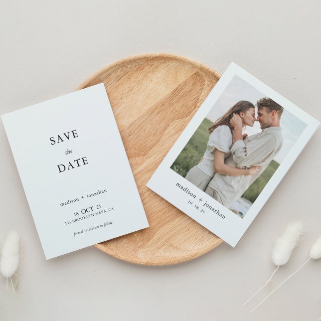 Invitación Clásico Simple 1 Fotos Boda Guardar la fecha (Subido por el creador)