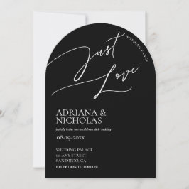 Invitación Clásico simple blanco negro nada brillante Boda