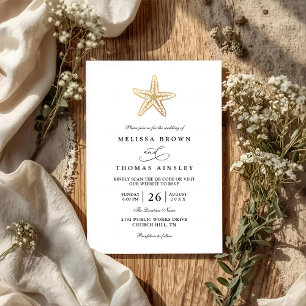Invitación Clásico Simple Concha Dorado Elegante Código QR Bo