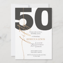 Invitación Clásico Simple Cumpleaños Moderno Adulto 50