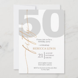Invitación Clásico Simple Cumpleaños Moderno Adulto 50