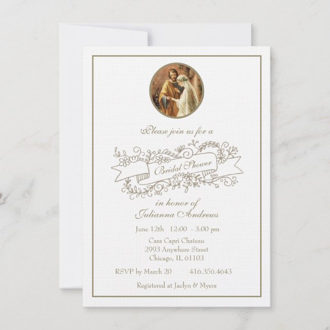Invitación Clásico simple de oro católico elegante (Anverso)