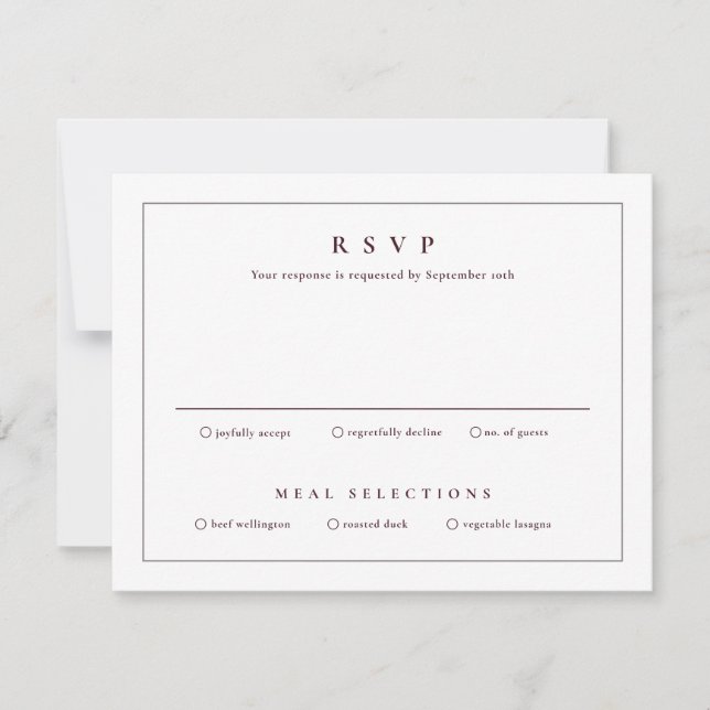 Invitación Clásico Simple Limpio Elegante Boda (Anverso)