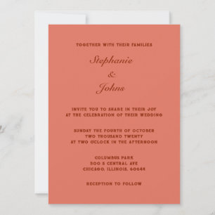 Invitación Clásico Terracota Color de la tierra cálido Boda s