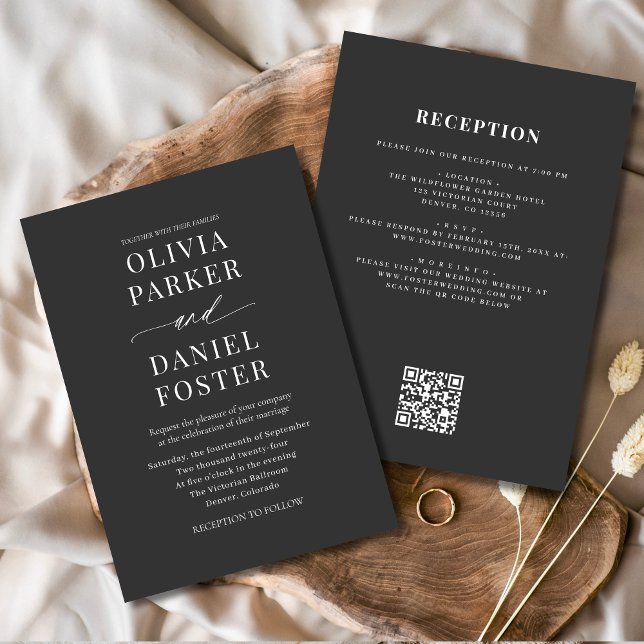 Invitación Clásico todo en un código QR Boda elegante (Subido por el creador)