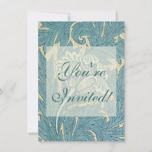 Invitación Clásico Tulipán Azul Floral de William Morris