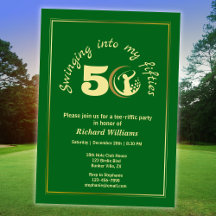 Clásico Verde Dorado Golfista Cumpleaños 50 