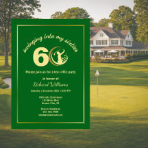 Clásico Verde Dorado Jugador de Golf Cumpleaños 60