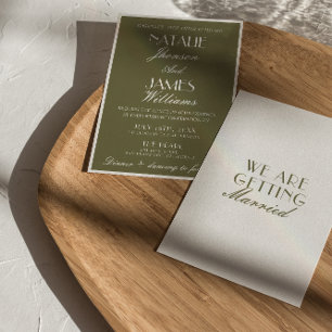 Invitación Clásico Verde Oliva Lujo Dinero Antiguo Boda