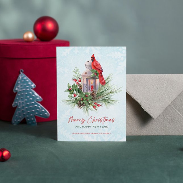 Invitación Clásico Verde Rojo Cardenal Bird Merry Christmas (Subido por el creador)
