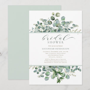 Invitación Clásico Verde Salvia Floral Despedida de Soltera E