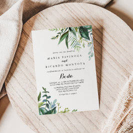 Invitación Clásico verde tropical deja Boda español