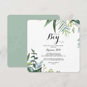 Invitación Clásico verde tropical es un niño Baby Shower