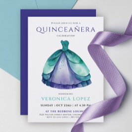 Invitación Clásico Vestido Princesa de Quinceañera Púrpura Ve