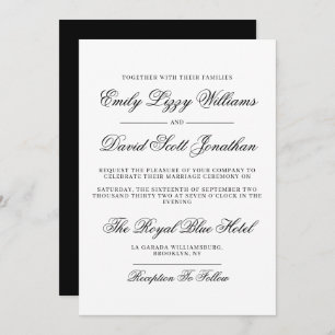 Invitación Clásico Vintage Black Script Formal