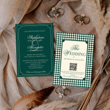 Clásico Vintage Esmeralda Código QR Boda Dinero An