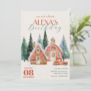 Invitación Clásico Vintage invierno maravilloso cumpleaños