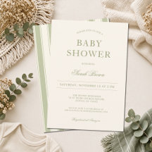 Clásico Vintage Verde Rayas Baby Shower