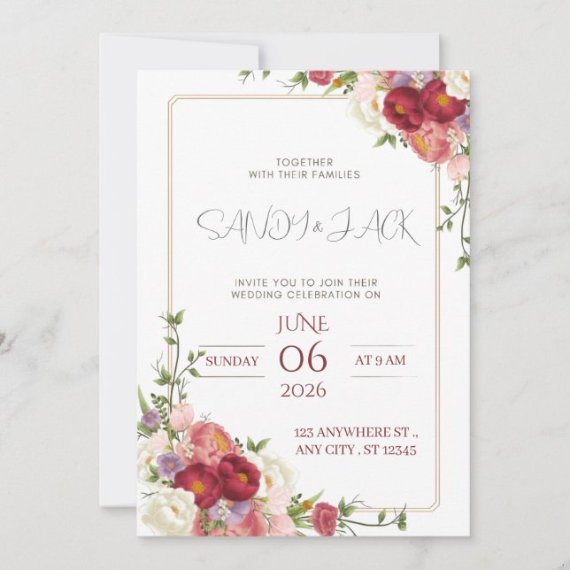 Invitación Clásico y Elegante (Anverso)