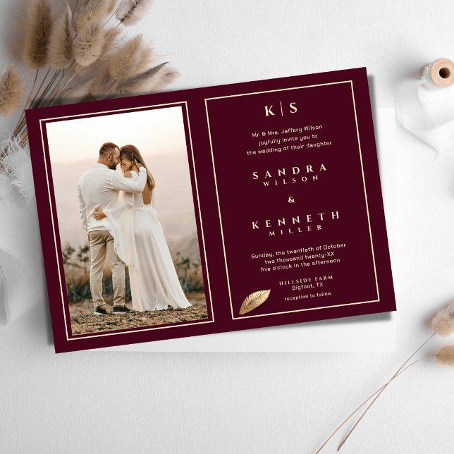 Invitación Clásico y elegante - Rosa búlgaro Boda de fotograf (Subido por el creador)