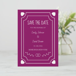 Invitación Clásicos Anillos de Amor Corazones Plantas Guarden