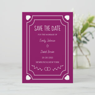 Invitación Clásicos Anillos de Amor Corazones Plantas Guarden
