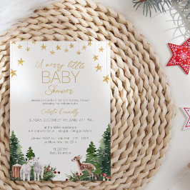 Invitación Clásicos Navidades White Merry Little Baby Shower
