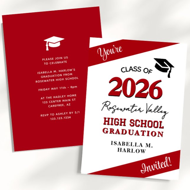 Invitación Class Colors Red YY Graduation Invitation (Subido por el creador)