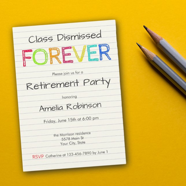 Invitación Class Dismissed Forever Teacher Retirement Party (Subido por el creador)