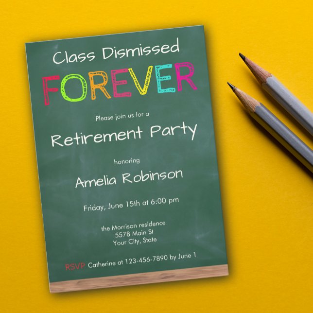 Invitación Class Dismissed Forever Teacher Retirement Party (Subido por el creador)