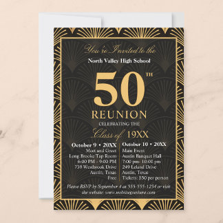 Invitación Class of 1976 50th Reunion Invitation Art Deco