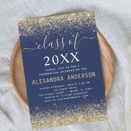 Invitación Class of 2023 Graduation Party Gold Navy Blue