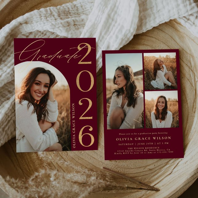 Invitación Class of 2026 Arch Photo Graduation Party (Subido por el creador)