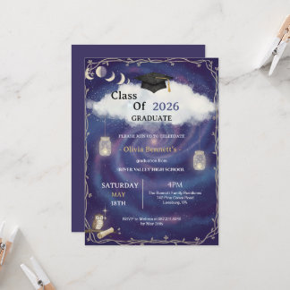 Invitación Class of 2026 Die Cut Graduation Invitation Custom