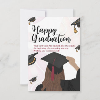 Invitación Class of 2026 Female Graduate Congratulations Card