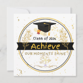 Invitación Class of 2026 Graduation Gold Floral Sticker